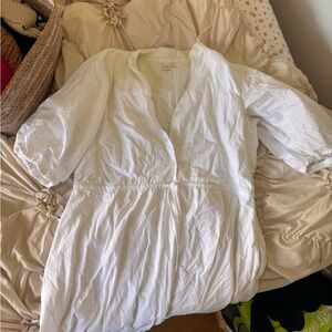 White Women's Lightweight Button-Front Maxi Dress